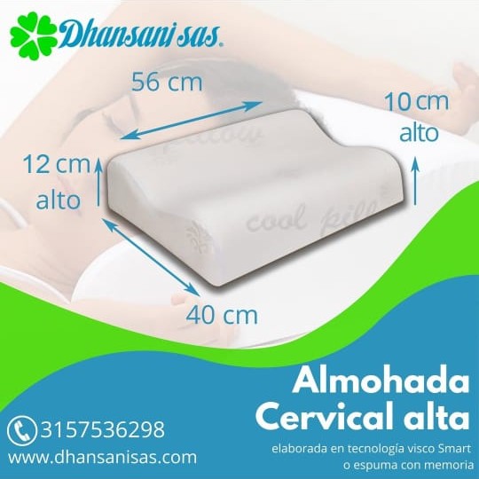 Almohada cervical alta en espuma viscoelastica medidas