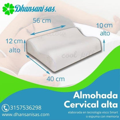 Almohada Visco-Smart Con Memoria - Cervical Alta (12 cms de alto) - Almohadas Dhansani